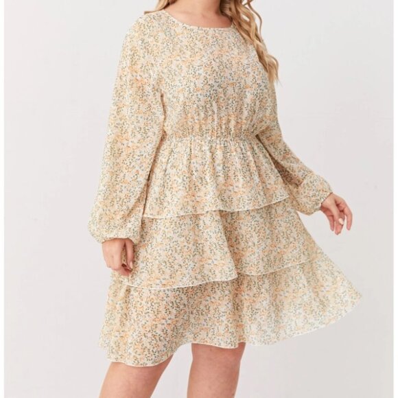 SHEIN- Plus Ditsy Floral Layered Ruffle Hem A-line Dress 4XL (20) - Picture 1 of 6